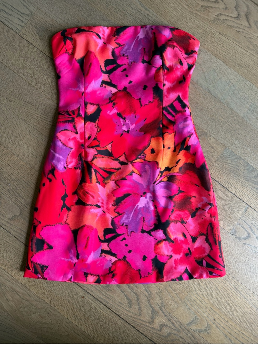 Runway the Label strapless pink, red, orange, purple dress- good for HOCO